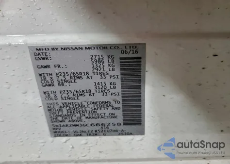 2016 Nissan Pathfinder S из США, поврежденный, VIN 5N1AR2MM3GC666258